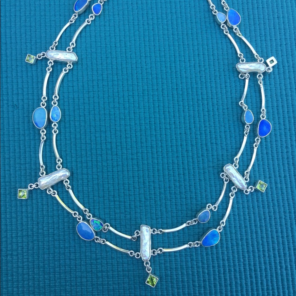 Opal, pearl sterling silver necklace!
